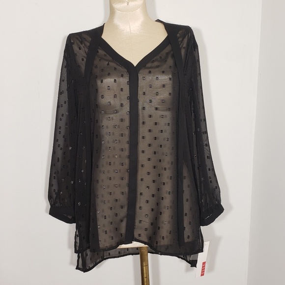 Elle Tops - Elle sheer black blouse